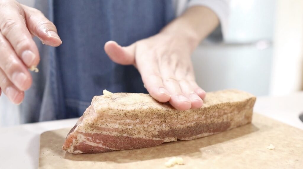 キャベツ豚バラ蒸し 豚バラに下味
